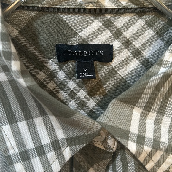 TALBOTS WOMENS BUTTOM UP SHIRT DARK GREEN LUMBERJACK LONG SLEEVES SIZE M - Picture 6 of 13